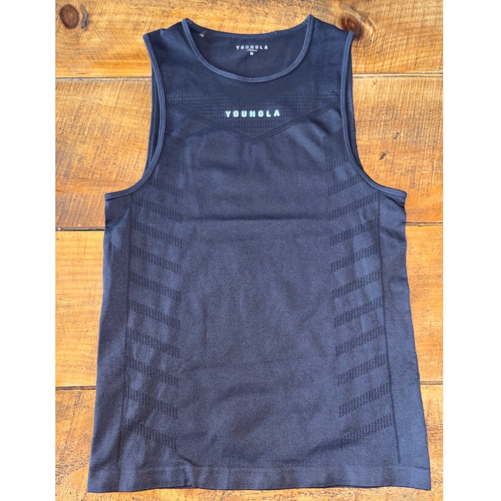 YoungLA Mens HydroCool Sun Protection Athletic Compression Tank Blue Medium